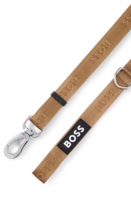 Dog lead with woven logo detailing, Beige