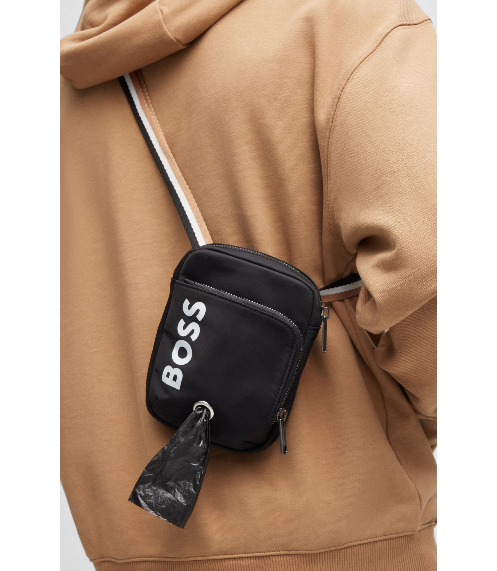 BOSS - Crossbody dog-walk bag with contrast logo