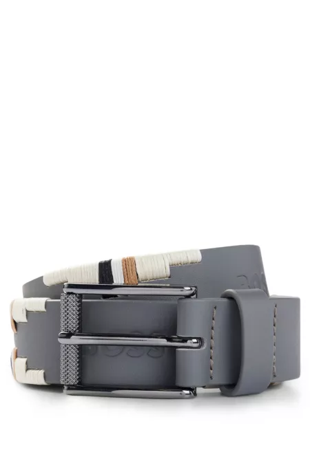 Equestrian polo belt with embroidered pattern