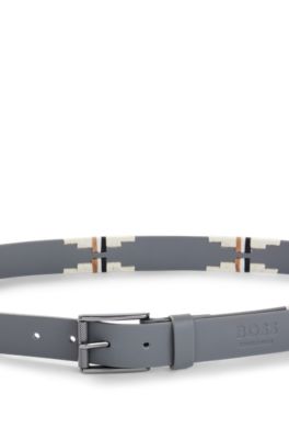 Equestrian polo belt with embroidered pattern, Silver