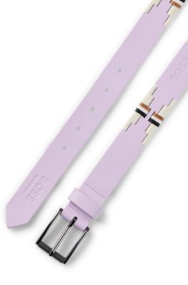 Equestrian polo belt with embroidered pattern, Light Purple
