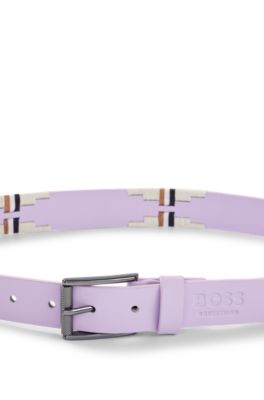 Equestrian polo belt with embroidered pattern, Light Purple