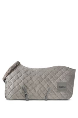 Equestrian velvet horse rug with faux sheepskin, Silver