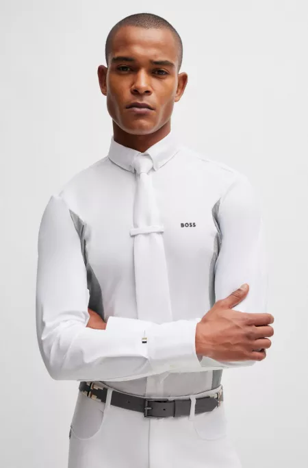 Equestrian tournament shirt with melange inserts