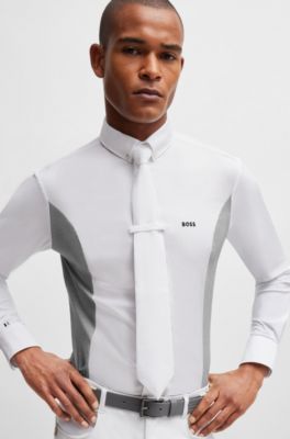 Equestrian tournament shirt with melange inserts, Silver