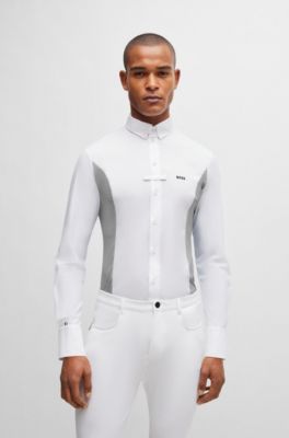 Camisa de torneo de equitaci&oacute;n con apliques jaspeados, Plata