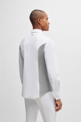 Camisa de torneo de equitaci&oacute;n con apliques jaspeados, Plata