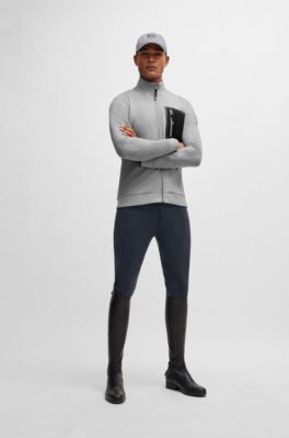 Equestrian second-layer cardigan with logo patch, Grey