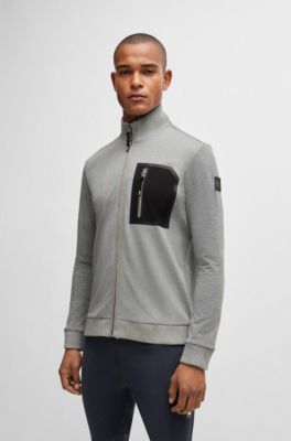 Equestrian second-layer cardigan with logo patch, Grey