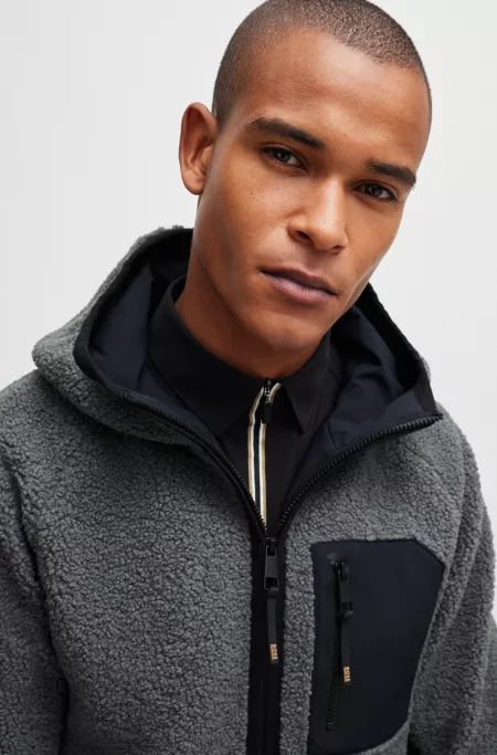 Equestrian mixed-material jacket with cosy teddy