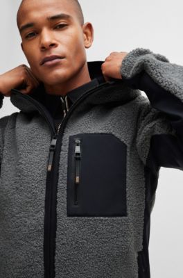 Chaqueta h&iacute;brida con capucha para equitaci&oacute;n de peluche c&oacute;modo, Plata