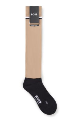 Equestrian riding socks with logo and signature stripe, Black