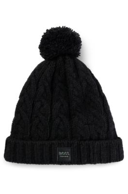 Gorro ligero de equitaci&oacute;n con borla y forro polar en el interior, Negro