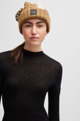 Equestrian lightweight bobble hat in signature colours, Beige