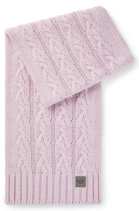 Equestrian logo-patch scarf with cable knit