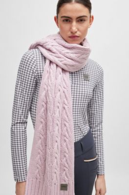 Equestrian logo-patch scarf with cable knit