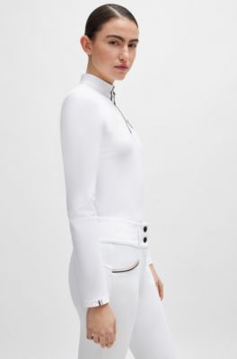 Equestrian show top in super-stretch fabric, White