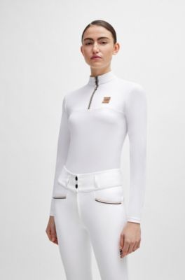 Equestrian show top in super-stretch fabric, White