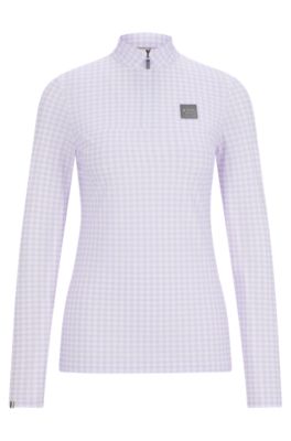 Equestrian houndstooth show top with zip neck, Light Purple