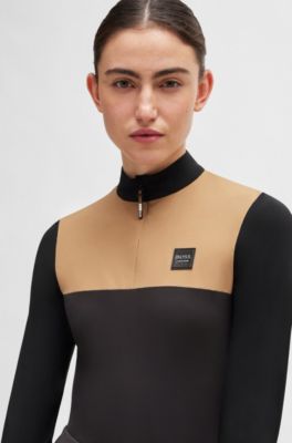 Equestrian training top with colour-blocking, Brown