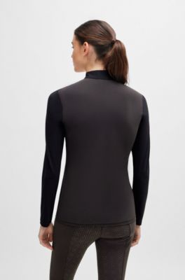 Equestrian training top with colour-blocking, Brown