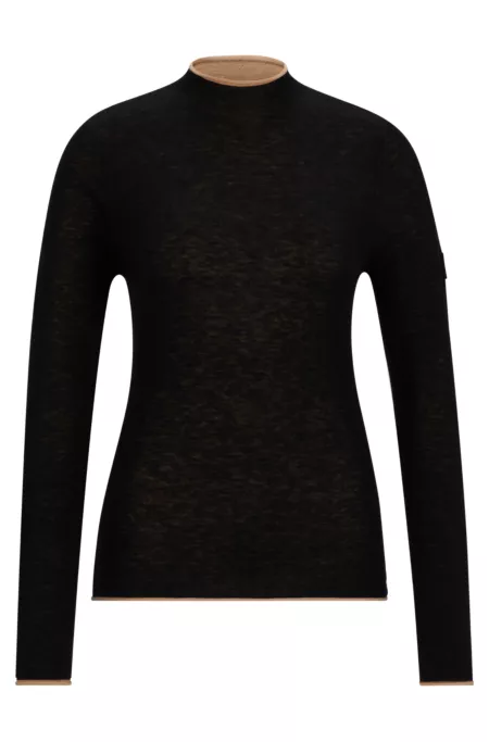 Equestrian soft-knit sweater with two-tone effect