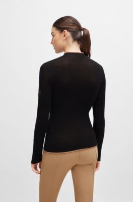 Equestrian soft-knit sweater with two-tone effect, Black