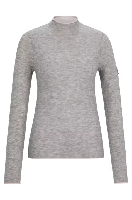 Equestrian soft-knit sweater with two-tone effect