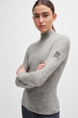 Equestrian soft-knit sweater with two-tone effect, Silver