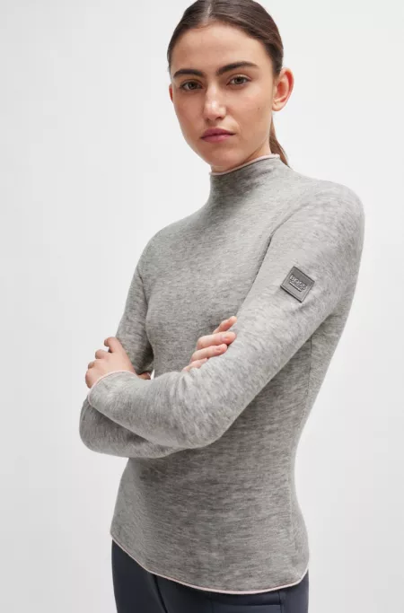 Equestrian soft-knit sweater with two-tone effect