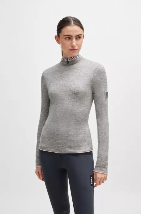 Equestrian soft-knit sweater with two-tone effect