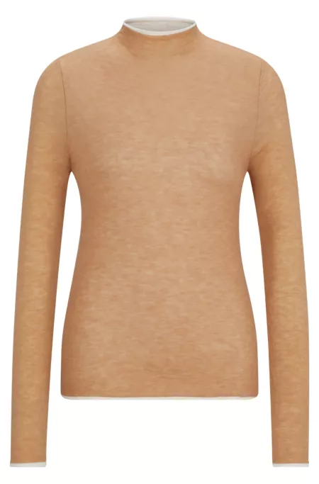 Equestrian soft-knit sweater with two-tone effect