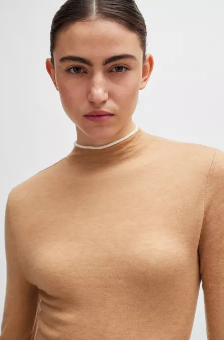 Equestrian soft-knit sweater with two-tone effect