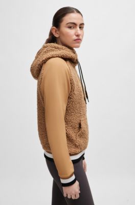Equestrian hybrid hoodie with teddy body and hood, Beige