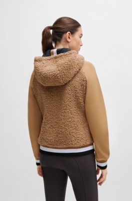 Equestrian hybrid hoodie with teddy body and hood, Beige