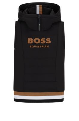 Sudadera para equitaci&oacute;n sin mangas y con capucha y logo bordado, Negro