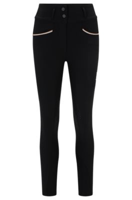 Equestrian knee-grip breeches with high waist, Black