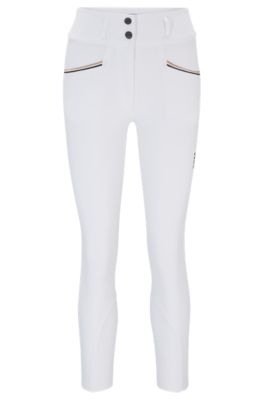 Equestrian knee-grip breeches with high waist, White