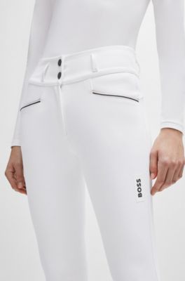 Equestrian knee-grip breeches with high waist, White