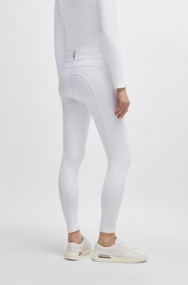 Equestrian knee-grip breeches with high waist, White