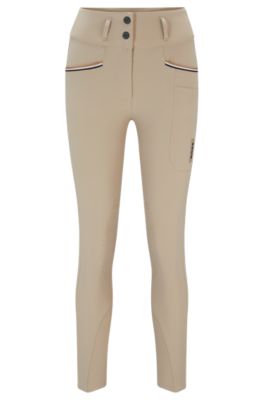 Equestrian knee-grip breeches with high waist, Beige