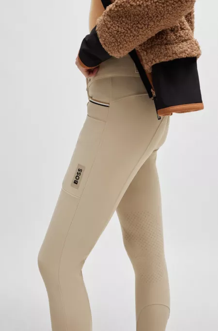 Equestrian knee-grip breeches with high waist