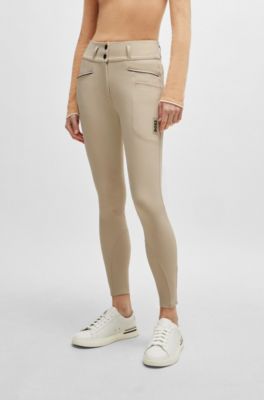 Equestrian knee-grip breeches with high waist, Beige
