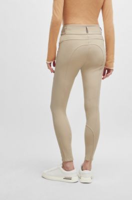 Equestrian knee-grip breeches with high waist, Beige