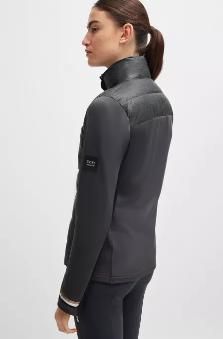 Equestrian hybrid puffer jacket with water-repellent finish