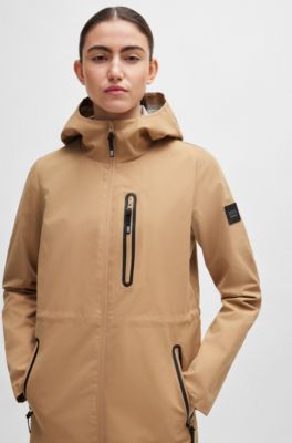 Equestrian hardshell parka jacket with water-repellent finish, Beige