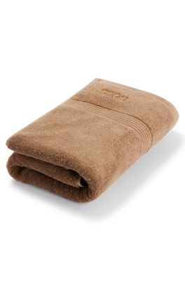 Cotton bath towel with tonal embroidered logo, Brown