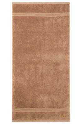 Cotton bath towel with tonal embroidered logo, Brown