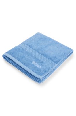 Cotton bath towel with tonal embroidered logo, Dark Blue