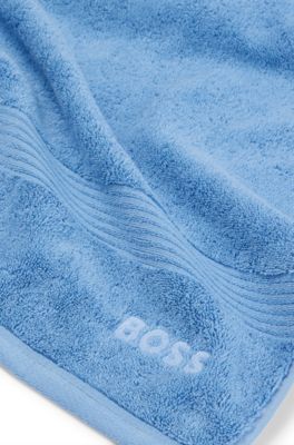 Cotton bath towel with tonal embroidered logo, Dark Blue